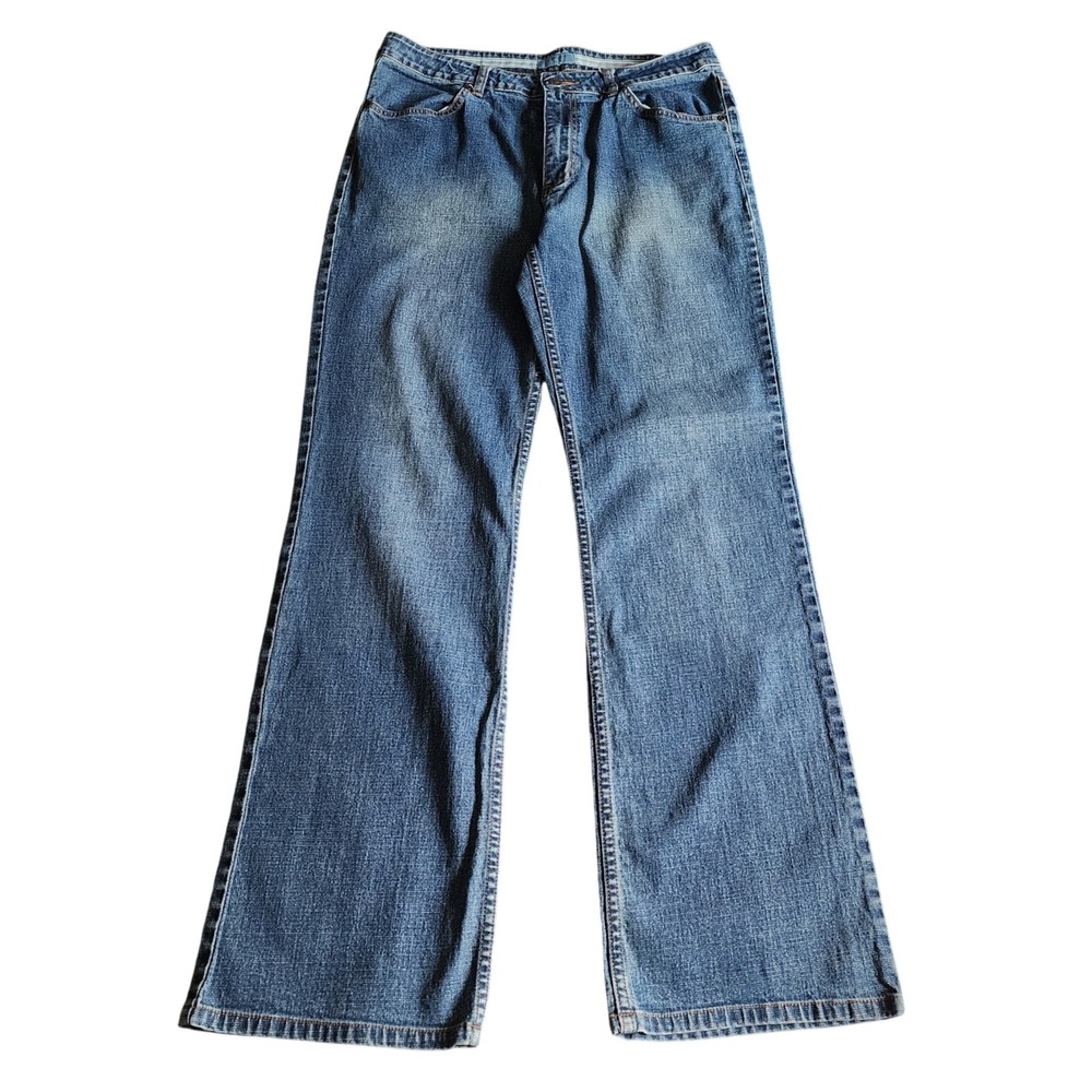 CLERE Women Jeans Blue Wide Leg Stretch Denim Pants 12